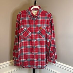 Scotsman Co. the gentleman's workwear red/blue cotton button down size medium